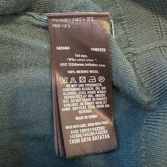 TED BAKER WOOL V NECK SWEATER - Picture 7 of 7